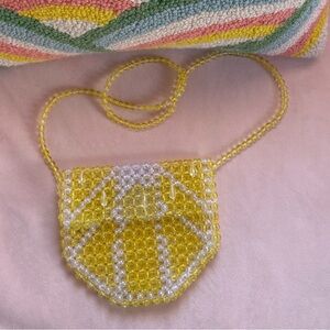 Crewcuts Yellow and White Beaded Kids Bag